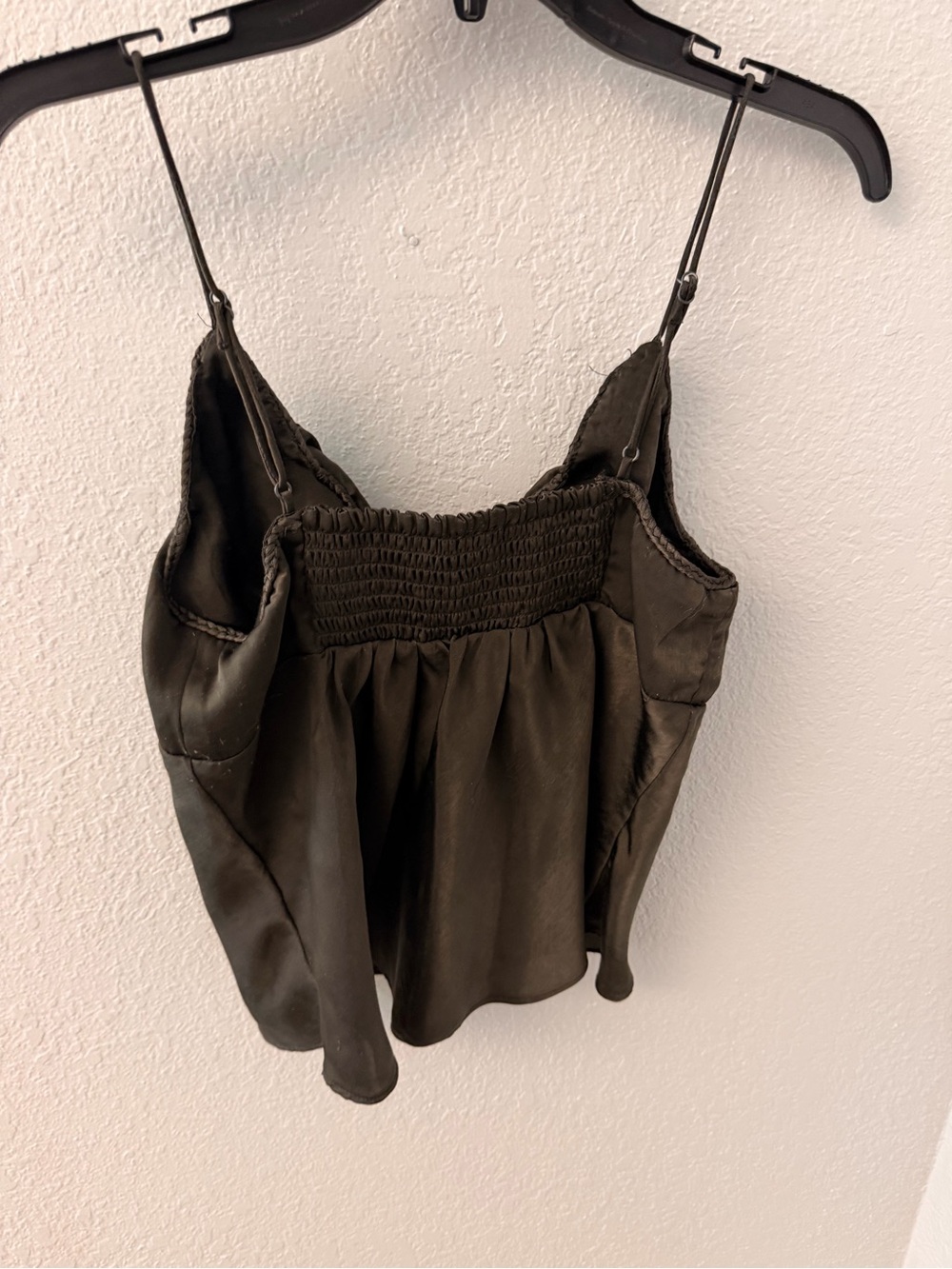 Free People Satiny Dark Coffee Cami with Ruched V-Neck Size SP - Picture 3 of 6